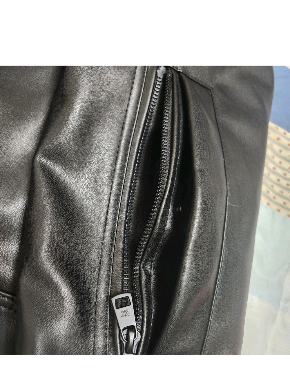 Calvin Klein Everday Essential Faux Leather Jacket M Moto Classic Capsule - Picture 13 of 14